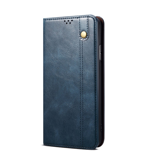 For OPPO Realme C21Y Simple Wax Crazy Horse Texture Horizontal Flip Leather Case with Card Slots & Holder(Navy Blue) by bashfashion