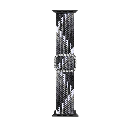Adjustable Nylon Braided Elasticity Diamond Buckle Watch Band For Apple Watch Series 7 & 6 & SE & 5 & 4 40mm/3 & 2 & 1 38mm(Black Chocolate) by bashfashion