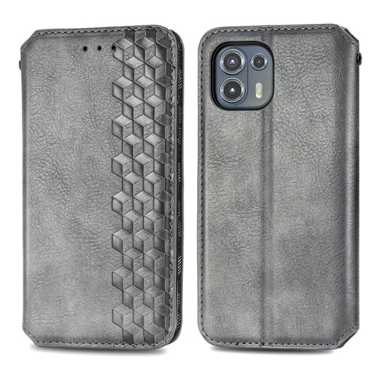 For Motorola Edge 20 Lite Cubic Grid Pressed Horizontal Flip Magnetic PU Leather Case with Holder & Card Slots & Wallet(Grey) by bashfashion