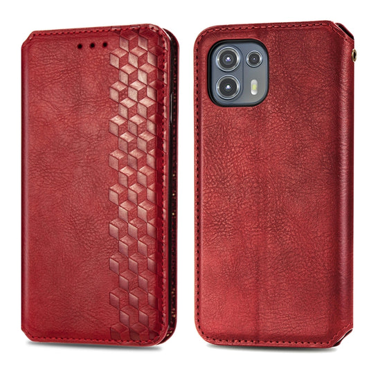 For Motorola Edge 20 Lite Cubic Grid Pressed Horizontal Flip Magnetic PU Leather Case with Holder & Card Slots & Wallet(Red) by bashfashion