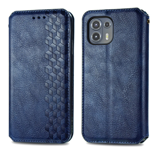 For Motorola Edge 20 Lite Cubic Grid Pressed Horizontal Flip Magnetic PU Leather Case with Holder & Card Slots & Wallet(Blue) by bashfashion