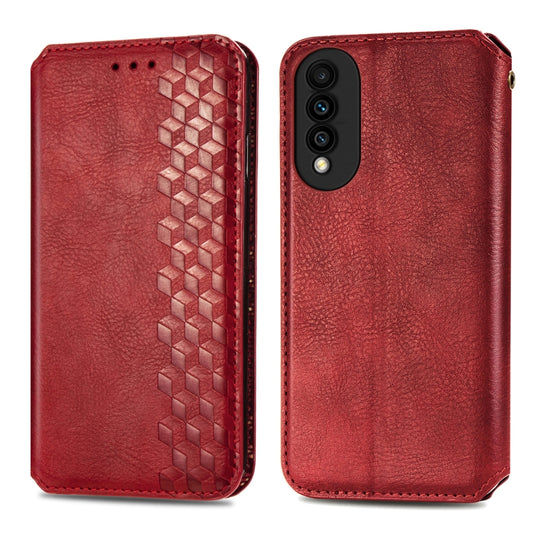 For Huawei nova 8 SE Youth Cubic Grid Pressed Horizontal Flip Magnetic PU Leather Case with Holder & Card Slots & Wallet(Red) by bashfashion