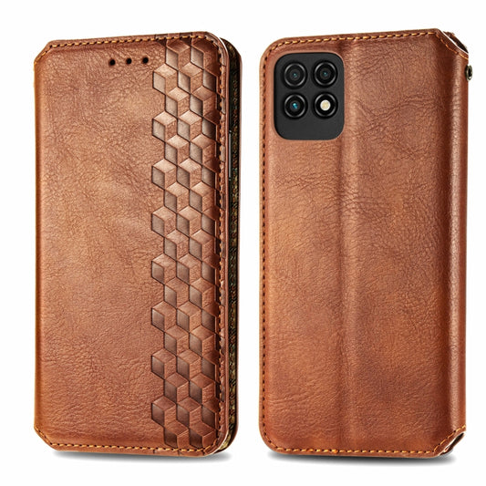 For Huawei Maimang 10 SE Cubic Grid Pressed Horizontal Flip Magnetic PU Leather Case with Holder & Card Slots & Wallet(Brown) by bashfashion