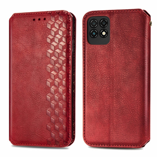 For Huawei Maimang 10 SE Cubic Grid Pressed Horizontal Flip Magnetic PU Leather Case with Holder & Card Slots & Wallet(Red) by bashfashion