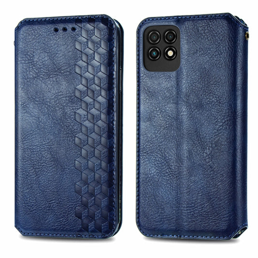 For Huawei Maimang 10 SE Cubic Grid Pressed Horizontal Flip Magnetic PU Leather Case with Holder & Card Slots & Wallet(Blue) by bashfashion