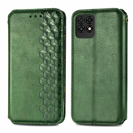 For Huawei Maimang 10 SE Cubic Grid Pressed Horizontal Flip Magnetic PU Leather Case with Holder & Card Slots & Wallet(Green) by bashfashion