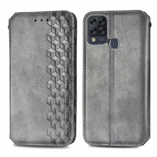 For Infinix Hot 10T Cubic Grid Pressed Horizontal Flip Magnetic PU Leather Case with Holder & Card Slots & Wallet(Grey) by bashfashion