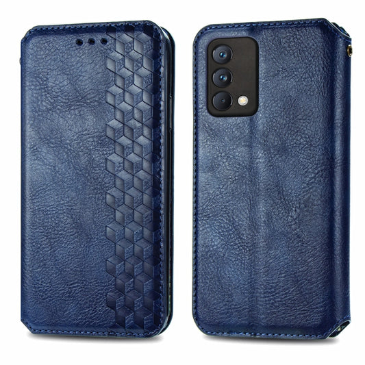 For OPPO Realme GT Master Cubic Grid Pressed Horizontal Flip Magnetic PU Leather Case with Holder & Card Slots & Wallet(Blue) by bashfashion