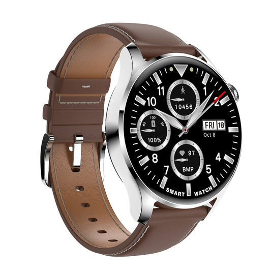 M103 1.35 inch IPS Color Screen IP67 Waterproof Smart Watch, Support Sleep Monitoring / Heart Rate Monitoring / Bluetooth Call / Music Playback, Style: Leather Strap(Brown) by bashfashion
