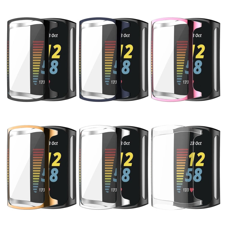 For Fitbit Charge 5 Full Coverage TPU Electroplating Protective Case Cover(Silver) by bashfashion