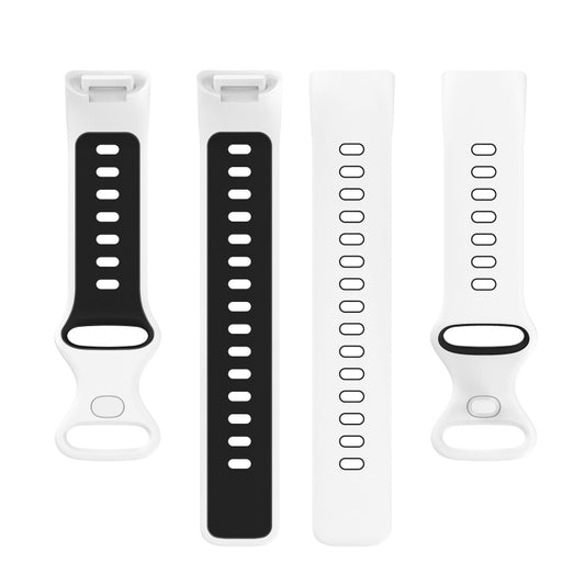 For Fitbit Charge 5 Two-color Silicone Watch Band(White Black) by bashfashion