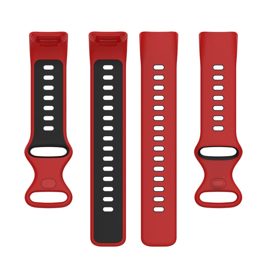 For Fitbit Charge 5 Two-color Silicone Watch Band(Red Black) by bashfashion