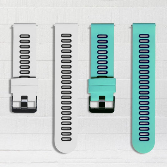 22mm Universal Double Color Silicone Watch Band(White Black) by bashfashion