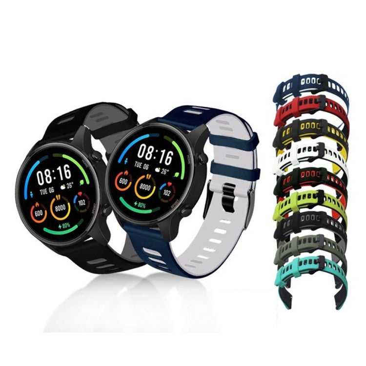 22mm Universal Double Color Silicone Watch Band(White Black) by bashfashion