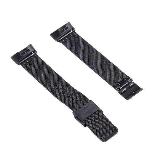 For Fitbit Charge 4 Double Insurance Buckle Milanese Watch Band(Black) by bashfashion