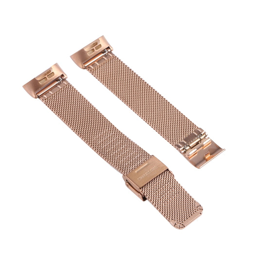For Fitbit Charge 4 Double Insurance Buckle Milanese Watch Band(Rose Gold) by bashfashion