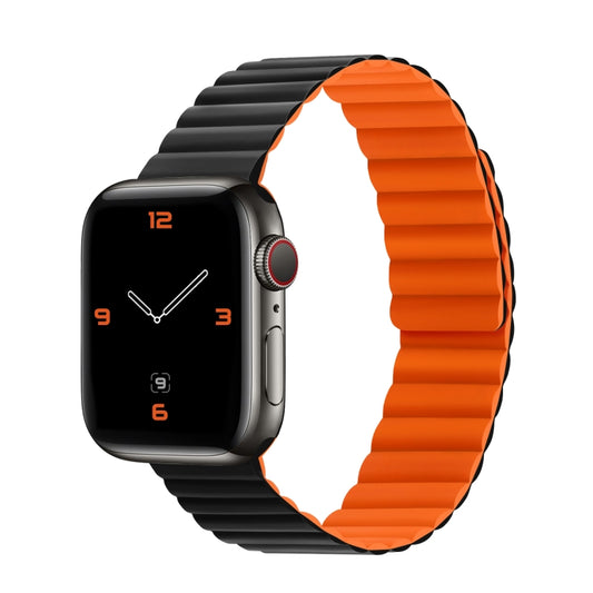 Silicone Magnetic Integrated Short Strap Watch Band For Apple Watch Series 9&8&7 41mm / SE 3&SE 2&6&SE&5&4 40mm / 3&2&1 38mm(Black Orange) by bashfashion