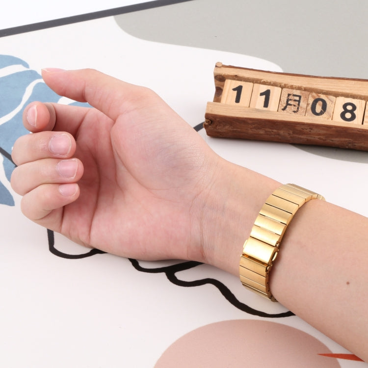 For Fitbit Charge 5 One-bead Steel Strap Watch Band(Gold) by bashfashion