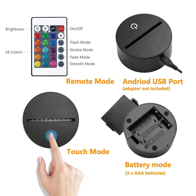 Black Base Creative 3D LED Decorative Night Light,16 Color Remote Control, Pattern:Cute Dog 6 by bashfashion