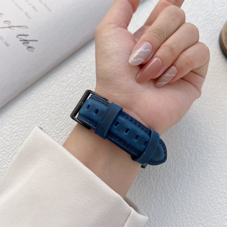 22mm Crazy Horse Texture Frosted Leather Strap Watch Band(Khaki) by bashfashion