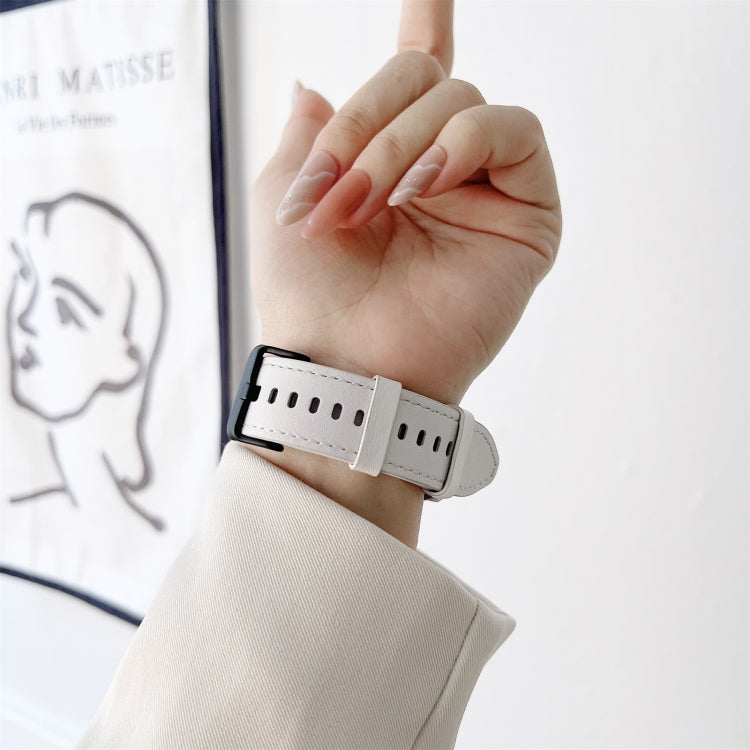 For Samsung Galaxy Watch4 40mm / 44mm Double-sided Leather Strap Watch Band(White) by bashfashion