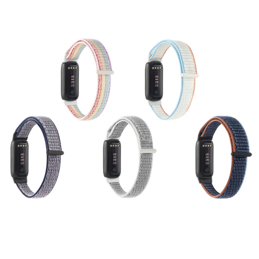 For Fitbit Luxe Nylon Loop Strap Watch Band(Rainbow) by bashfashion