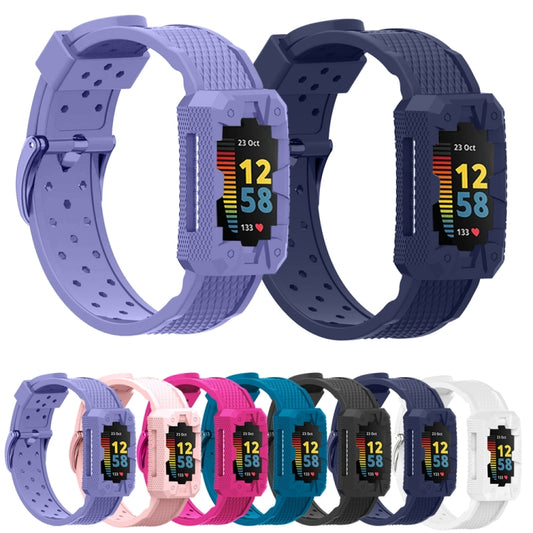 For Fitbit Charge 5 Silicone Integrated Strap Watch Band(White) by bashfashion