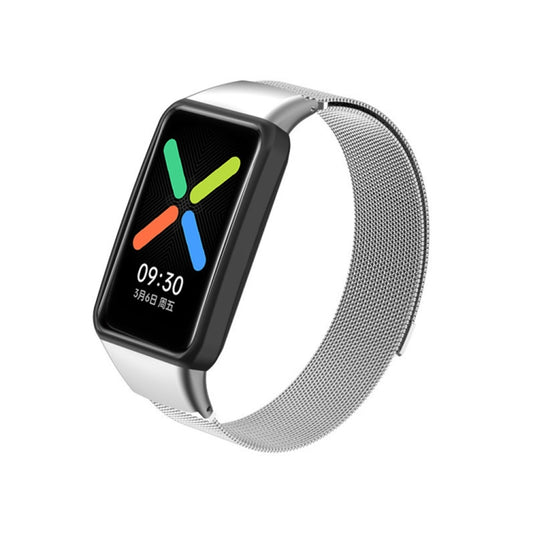 For OPPO Watch Free NFC Milan Magnetic Metal Watch Band(Silver) by bashfashion