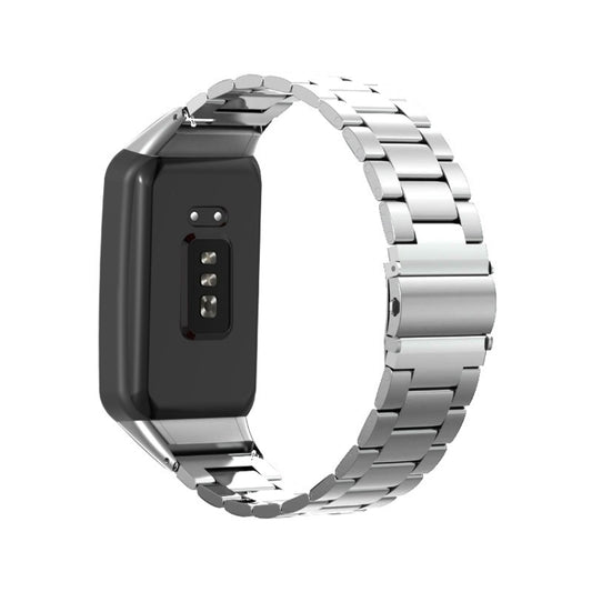 For OPPO Watch Free NFC Stainless Steel Three-bead Watch Band(Silver) by bashfashion