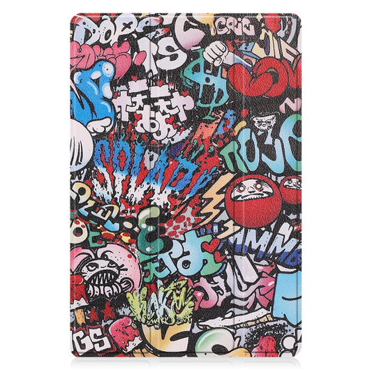 For Samsung Galaxy Tab A8 2021 Painted Leather Tablet Case with 3-Fold Holder(Graffiti) by bashfashion