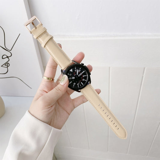 For Samsung Galaxy Watch4 40mm/44mm Leather Strap Watch Band(Apricot) by bashfashion