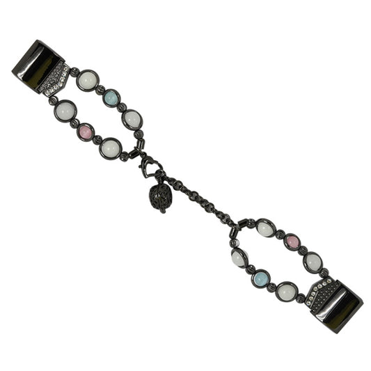 For Fitbit Charge 5 Agate Luminous Bead Steel Watch Band(Black) by bashfashion