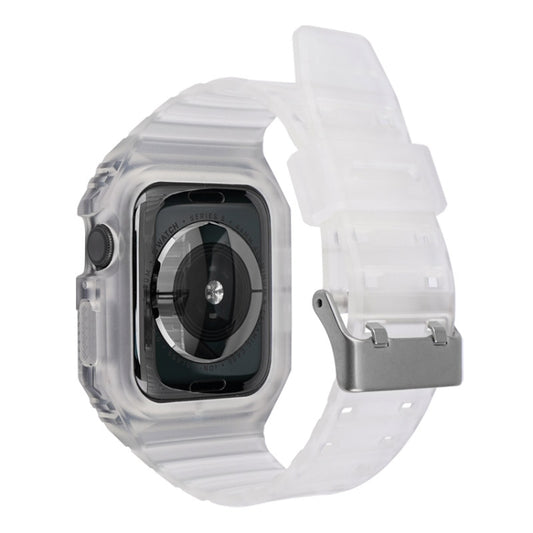 Two-color Integrated Watch Band For Apple Watch Series 9&8&7 41mm / SE 3&SE 2&6&SE&5&4 40mm / 3&2&1 38mm(Transparent Black) by bashfashion