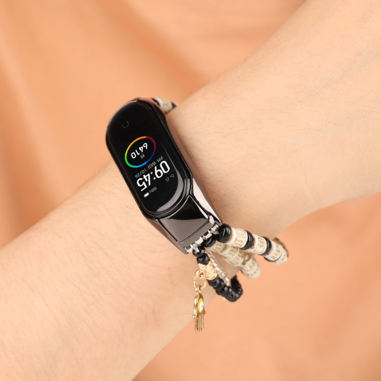 For Xiaomi Mi Band 3 & 4 Mori Style Beaded Bracelet Watch Band(Black) by bashfashion