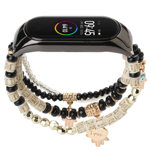 For Xiaomi Mi Band 5 & 6 Mori Style Beaded Bracelet Watch Band(Black) by bashfashion