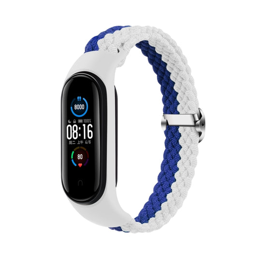 For Xiaomi Mi Band 6 / 5 Stripe Braided Watch Band(Blue White) by bashfashion