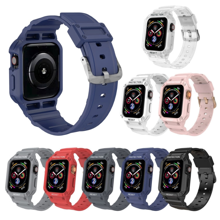 Three-proof Solid Color Integrated Watch Band For Apple Watch Series 9&8&7 41mm / SE 3&SE 2&6&SE&5&4 40mm / 3&2&1 38mm(Blue Grey) by bashfashion