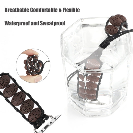 Volcanic Stone Watch Band For Apple Watch Series 9&8&7 41mm / SE 3&SE 2&6&SE&5&4 40mm / 3&2&1 38mm(Dark Brown) by bashfashion