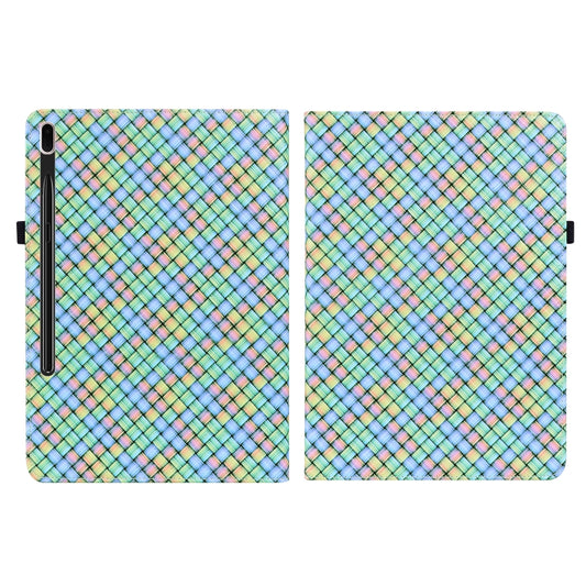 For Samsung Galaxy Tab S8 / Tab S7 Color Weave Texture Flip Leather Tablet Case with Holder(Rainbow) by bashfashion