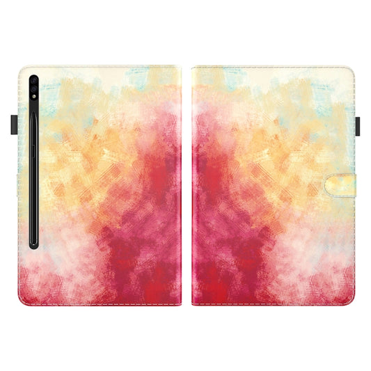For Samsung Galaxy Tab S9+ Watercolor Pattern Flip Leather Tablet Case(Spring Cherry) by bashfashion