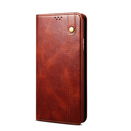 For OPPO Realme Q3T / K9S / Realme Q3s Simple Wax Crazy Horse Texture Horizontal Flip Leather Phone Case with Card Slots & Holder(Brown) by bashfashion