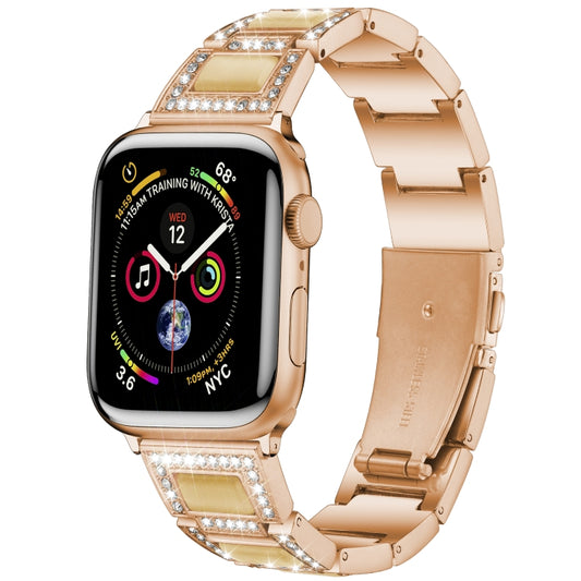 22mm Metal Opal Watch Band For Apple Watch Series 9&8&7 41mm / SE 3&SE 2&6&SE&5&4 40mm / 3&2&1 38mm(Rose Gold+Yellow) by bashfashion