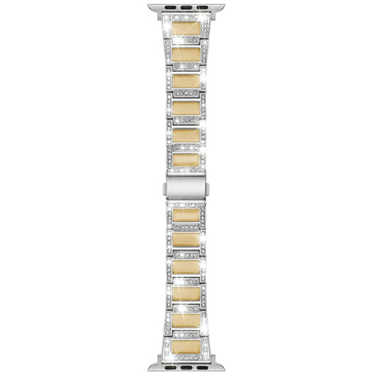 22mm Metal Opal Watch Band For Apple Watch Series 9&8&7 41mm / SE 3&SE 2&6&SE&5&4 40mm / 3&2&1 38mm(Silver Yellow) by bashfashion