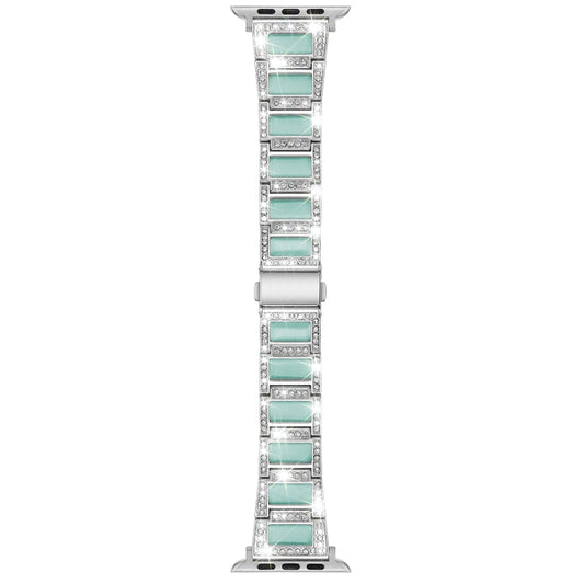 22mm Metal Opal Watch Band For Apple Watch Series 9&8&7 41mm / SE 3&SE 2&6&SE&5&4 40mm / 3&2&1 38mm(Silver Blue) by bashfashion