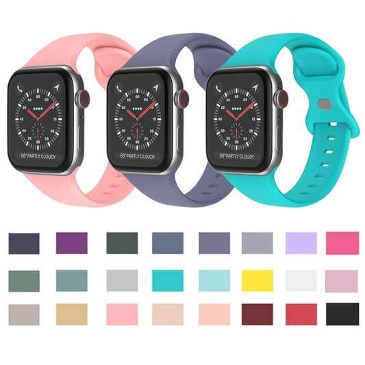 Butterfly Buckle Silicone Watch Band, Size: S For Apple Watch Series 9&8&7 41mm / SE 3&SE 2&6&SE&5&4 40mm / 3&2&1 38mm(Black) by bashfashion