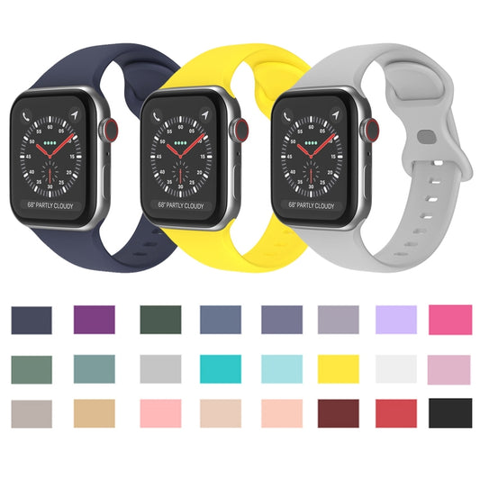 Butterfly Buckle Silicone Watch Band, Size: L For Apple Watch Series 9&8&7 41mm / SE 3&SE 2&6&SE&5&4 40mm / 3&2&1 38mm(Black) by bashfashion