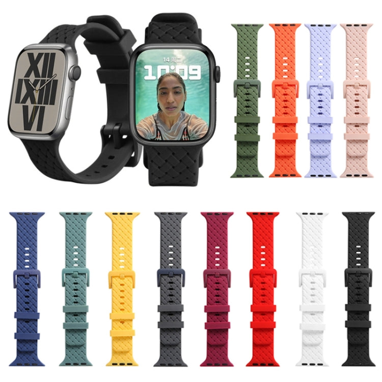 Braided Texture Silicone Watch Band For Apple Watch Ultra 49mm&Watch Ultra 2 49mm / Series 9&8&7 45mm / SE 3&SE 2&6&SE&5&4 44mm / 3&2&1 42mm(Black) by bashfashion