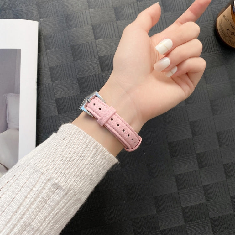 Small Waist Lychee Texture Watch Band For Apple Watch Series 9&8&7 41mm / SE 3&SE 2&6&SE&5&4 40mm / 3&2&1 38mm(Orange) by bashfashion