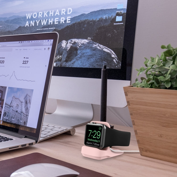 Silicone Charging Holder for Apple Watch(Pink) by bashfashion