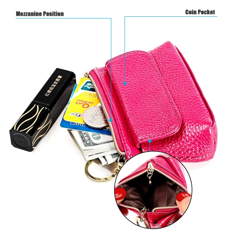 2017 Litchi Texture Genuine Leather Hand Held Small Wallet for Ladies(Sapphire Blue) by bashfashion